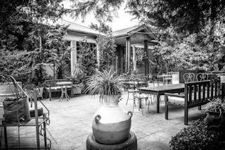 Historic outdoor terrace area