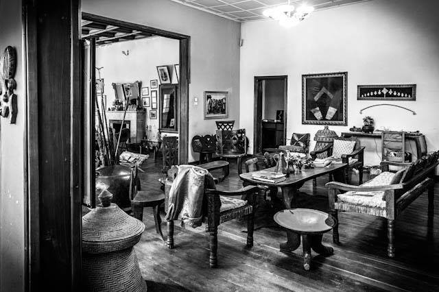 Historic living room with artifacts
