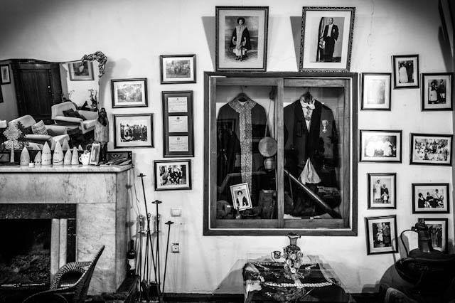 Museum room with historical artifacts