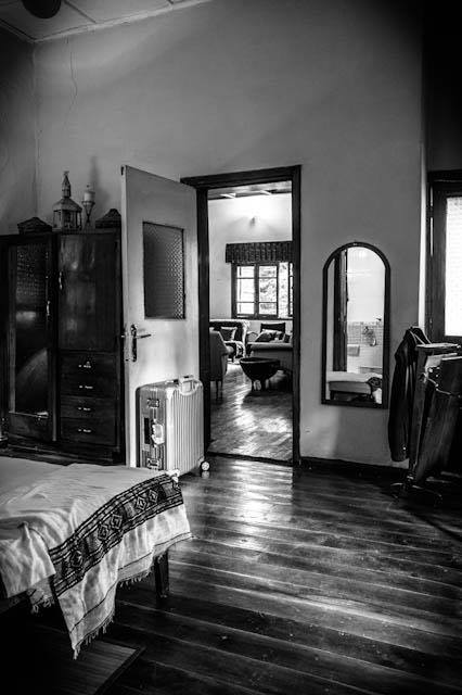 Historic bedroom with wooden floors